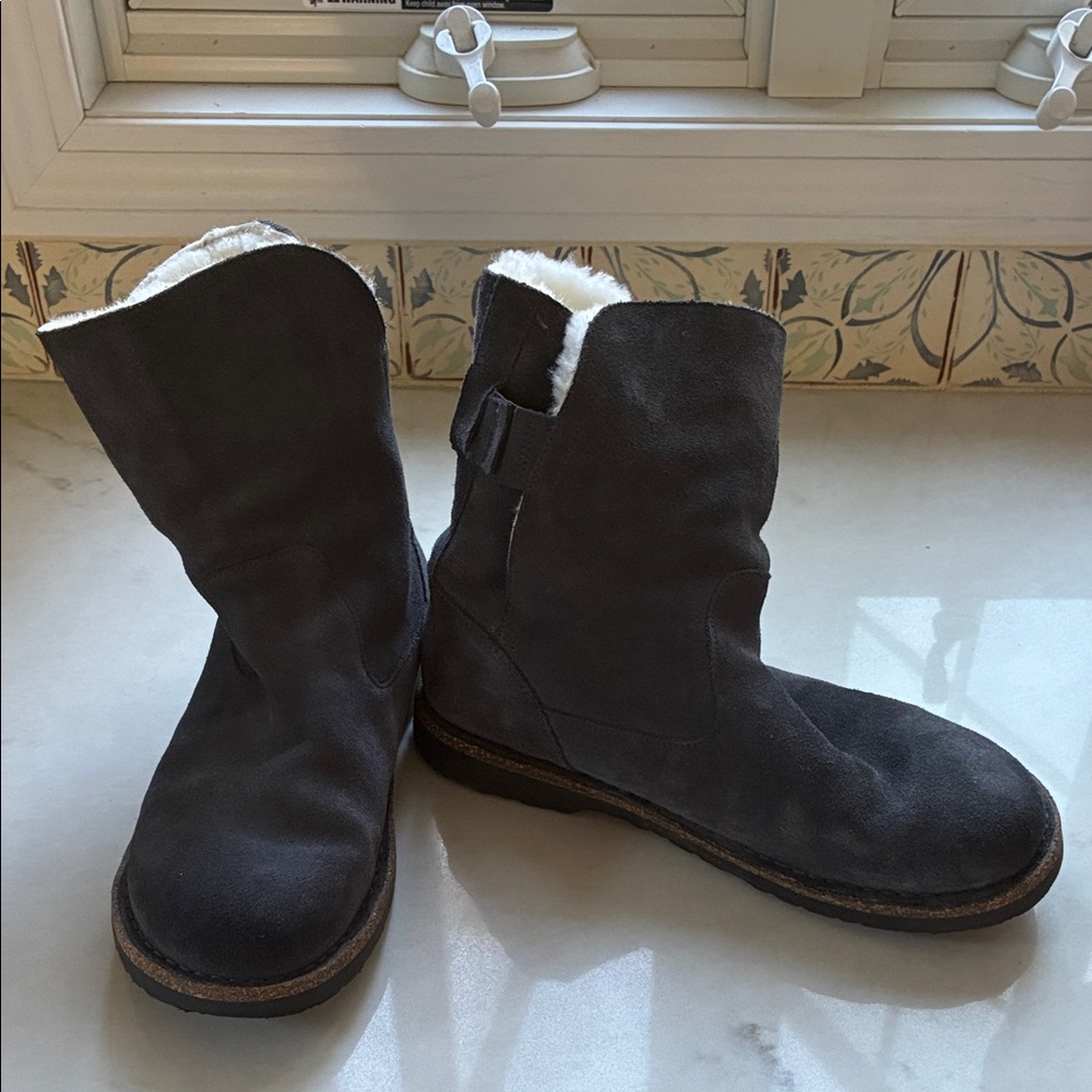 Birkenstock Uppsala Shearling- Blue Graphite Suede Winter Boots